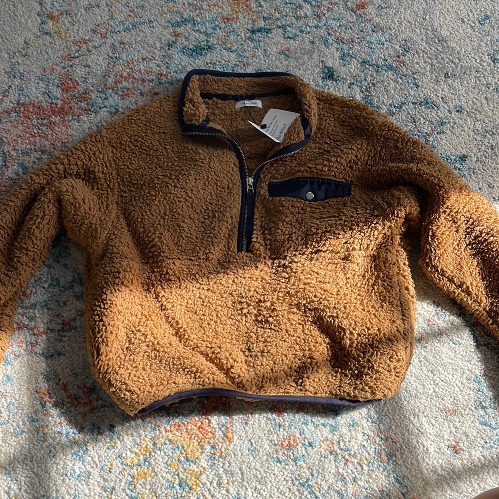 Anine bing brown sierra teddie half zip pullover